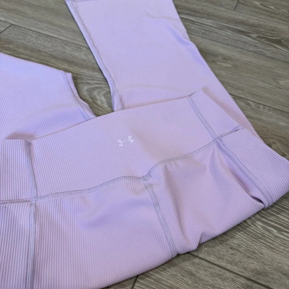 Under Armour Ribbed Flare Leggings Women's M Pink‎ High Waist Yoga Athleisure
